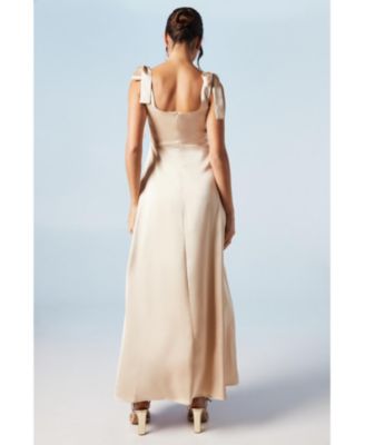 Women's Satin Midi Bridesmaid Dress