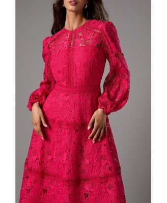 Women's Lace Panelled Long Sleeve Dress