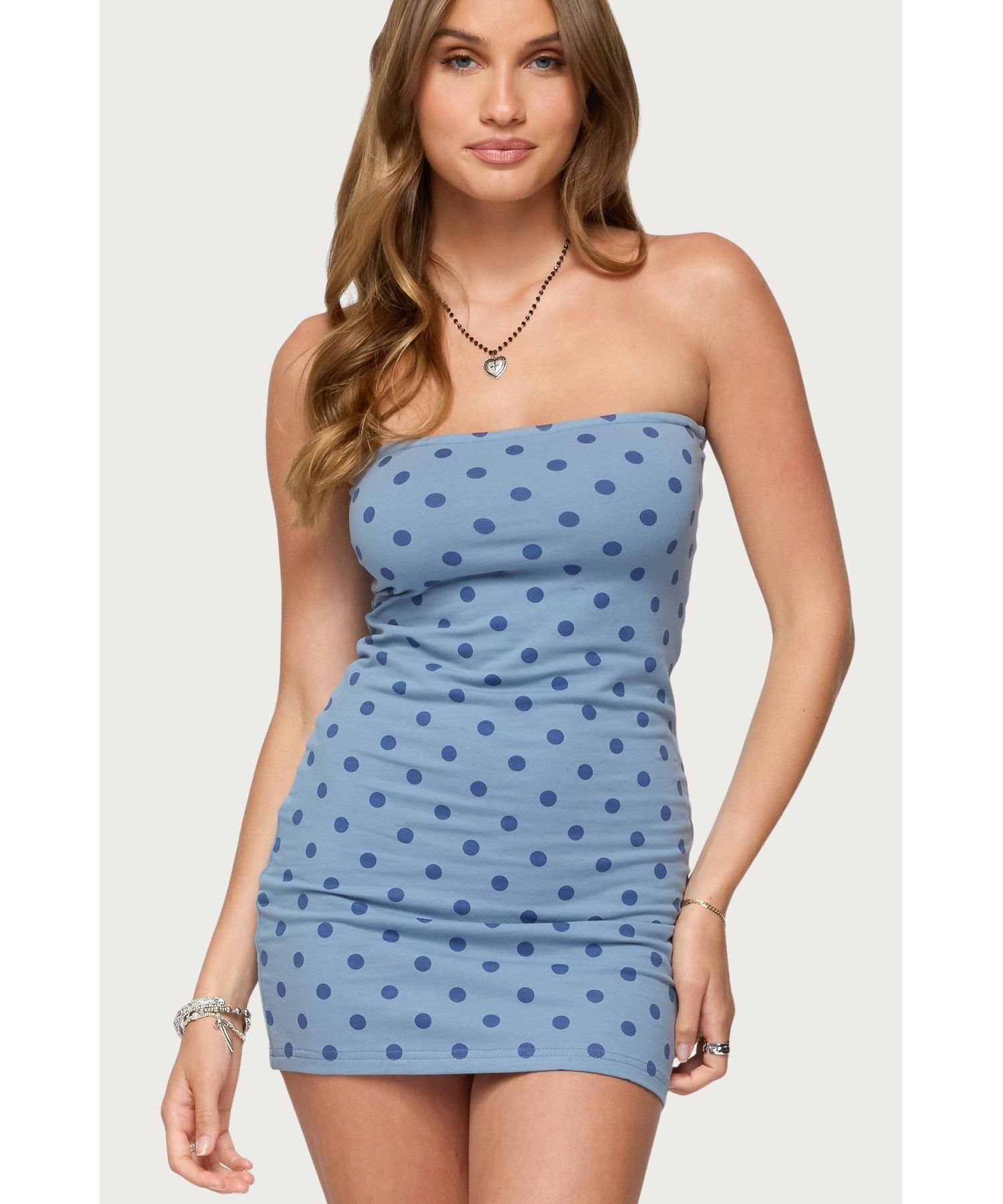 Womens Lewis Polka Dot Strapless Mini Dress