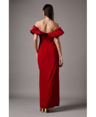 Volume Sleeve Corset Column Maxi Dress