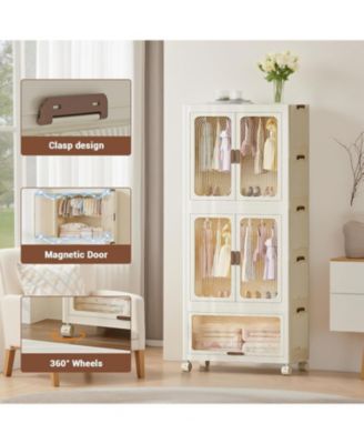 Plastic Free Installation Storage Cabinet Wardrobe Home Living Room Bedroom Multifunctional Dustproof Clothes Storage Cabinet