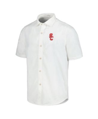 Men's White USC Trojans Coconut Point Palm Vista IslandZone Camp Button-Up Shirt