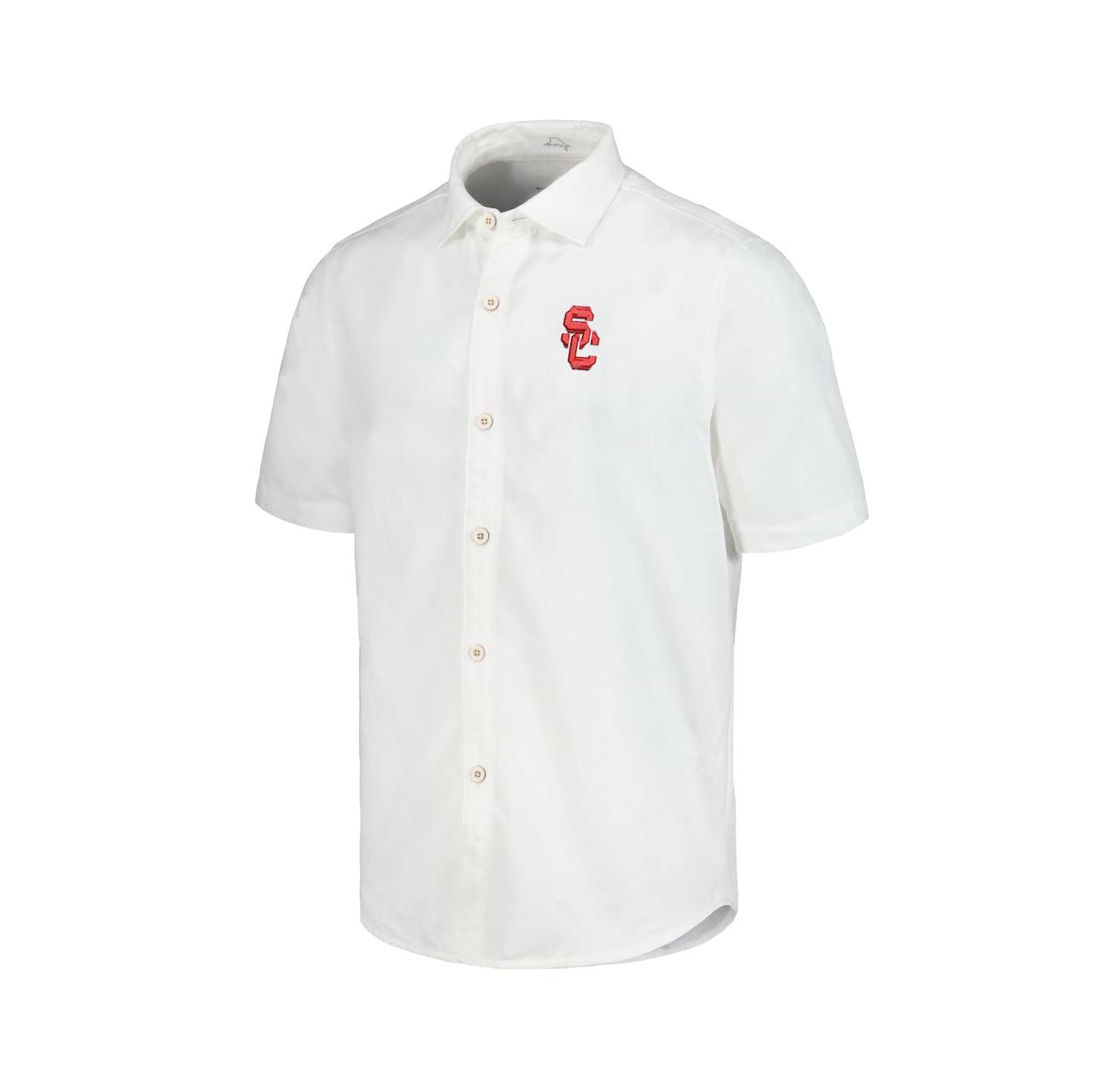 Men's White USC Trojans Coconut Point Palm Vista IslandZone Camp Button-Up Shirt