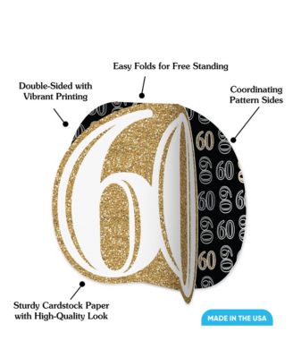 Freestanding 3D Gold 60th Birthday Centerpiece Table Decorations - 8 Count