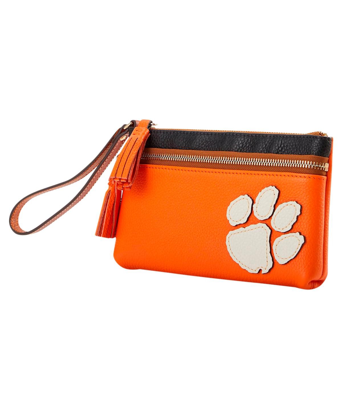 Dooney & Bourke Clemson Tigers Infield Double-zip Wristlet In Orange