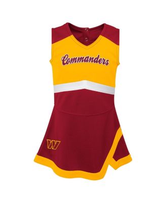 Girls Preschool 2-Piece Burgundy Washington Commanders Cheer Captain Jumper Dress with Bloomers Set