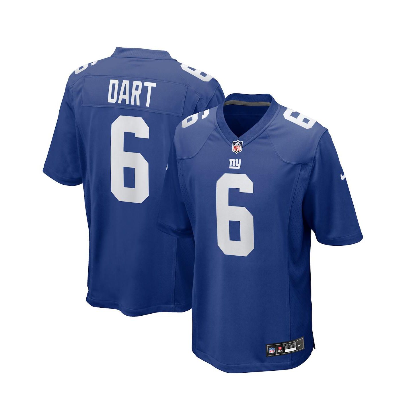 Мужской топ Nike Jaxson Dart Royal New York Giants 2025 NFL Draft First Round Pick Game Jersey — фото 1