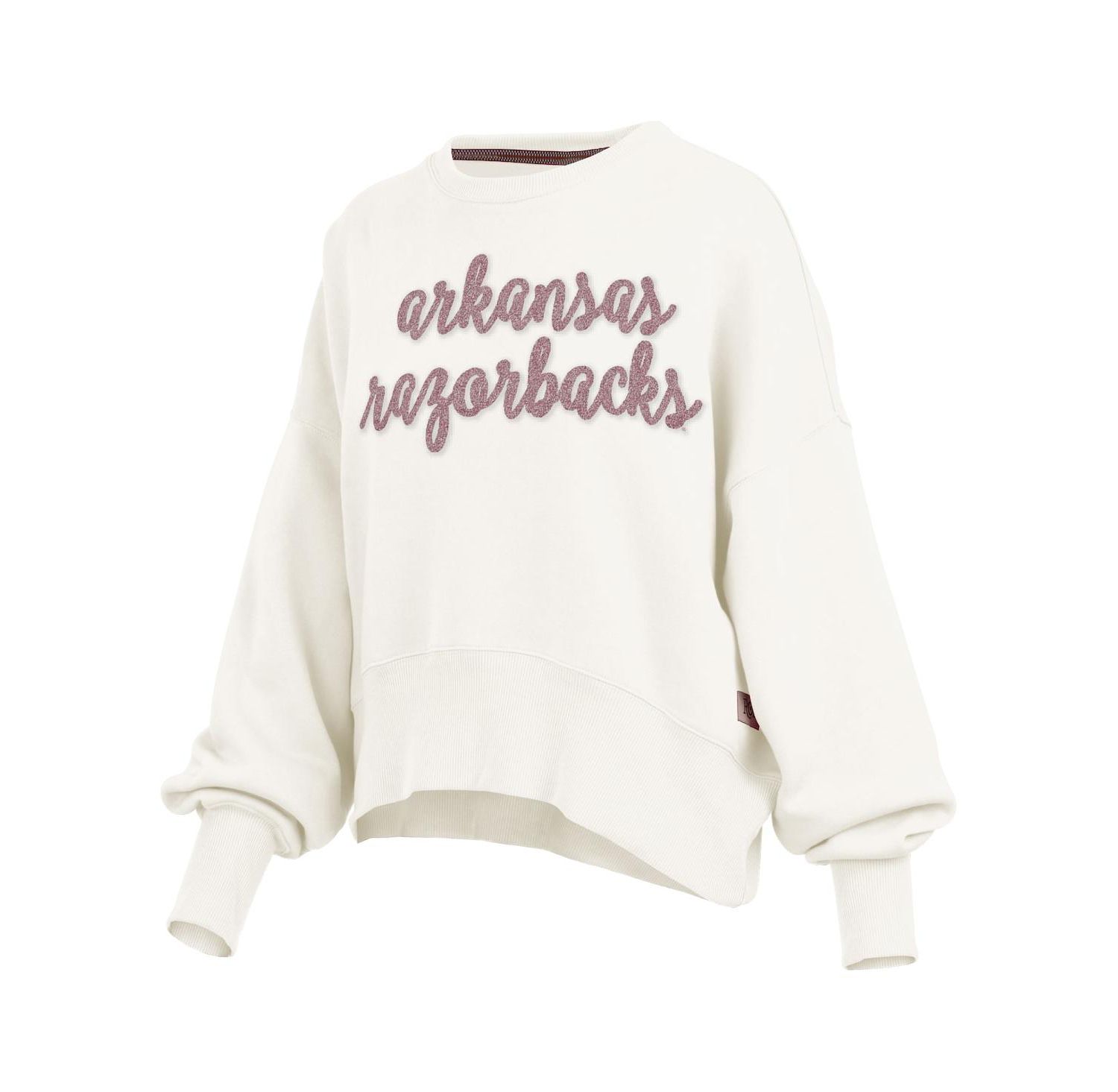 Women's Cream Arkansas Razorbacks Chelsea Oversized Pullover Sweatshirt