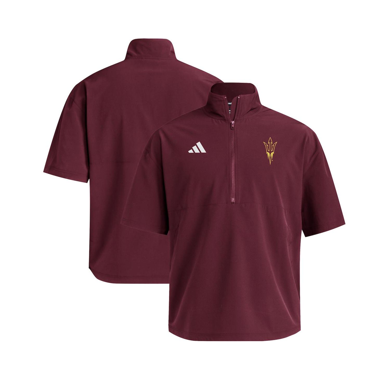 Men's Maroon Arizona State Sun Devils Woven Quarter-Zip Short Sleeve Pullover Hoodie