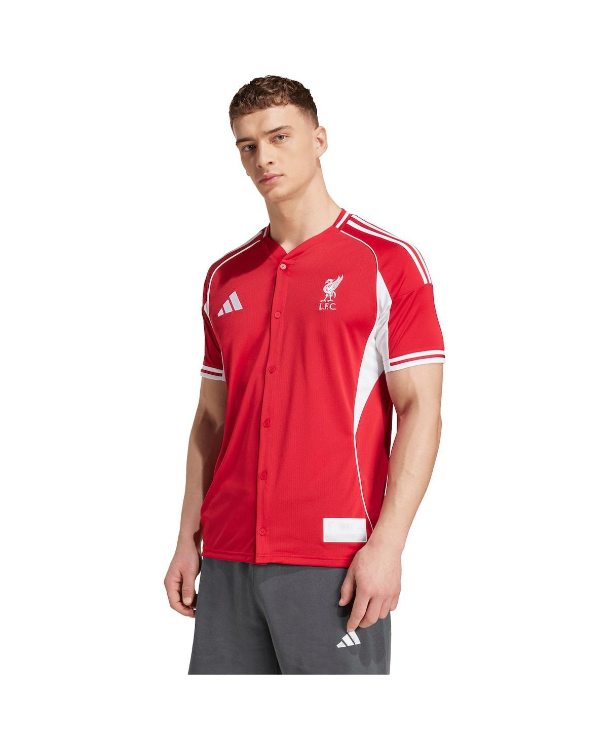 Adidas Men's Red Liverpool Full-Button Baseball Jersey