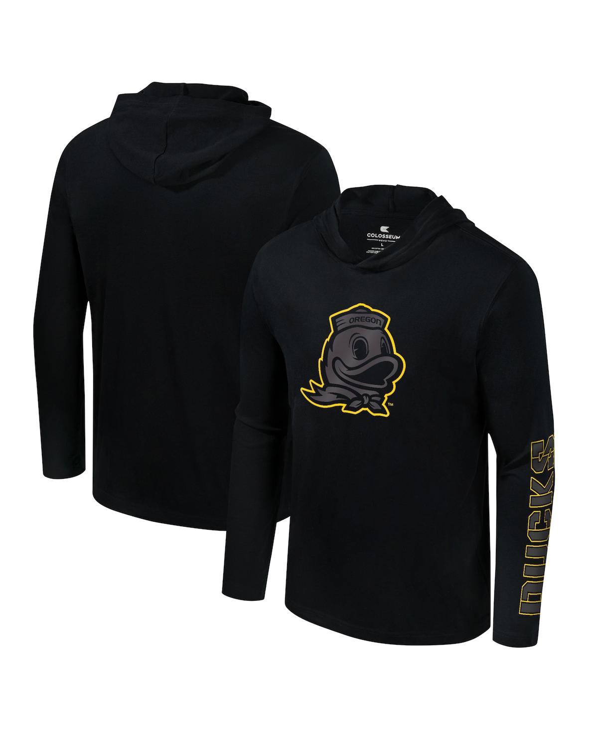 Colosseum Men's Black Oregon Ducks Color Pop Active Blend 2-hit Long Sleeve Hooded T-shirt In Black