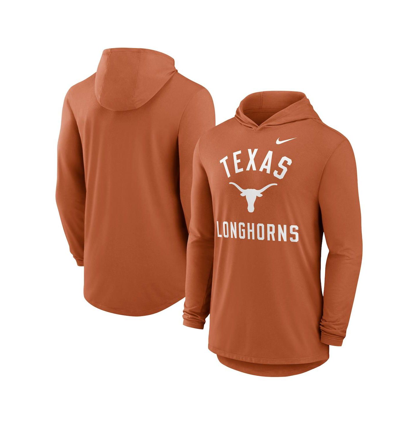 Мужское худи Nike Texas Orange Texas Longhorns Classic Arch Tri-Blend Performance Long Sleeve T-Shirt — фото 1