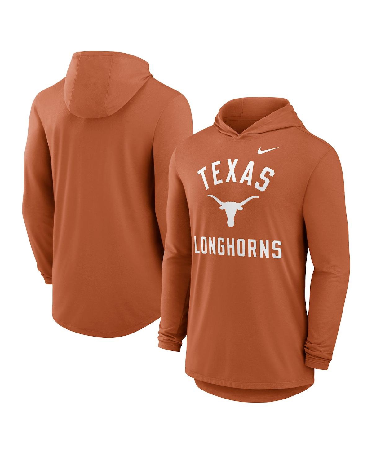 Nike Burnt Orange Texas Longhorns Classic Arch Tri-blend Long Sleeve Hoodie T-shirt In Orange