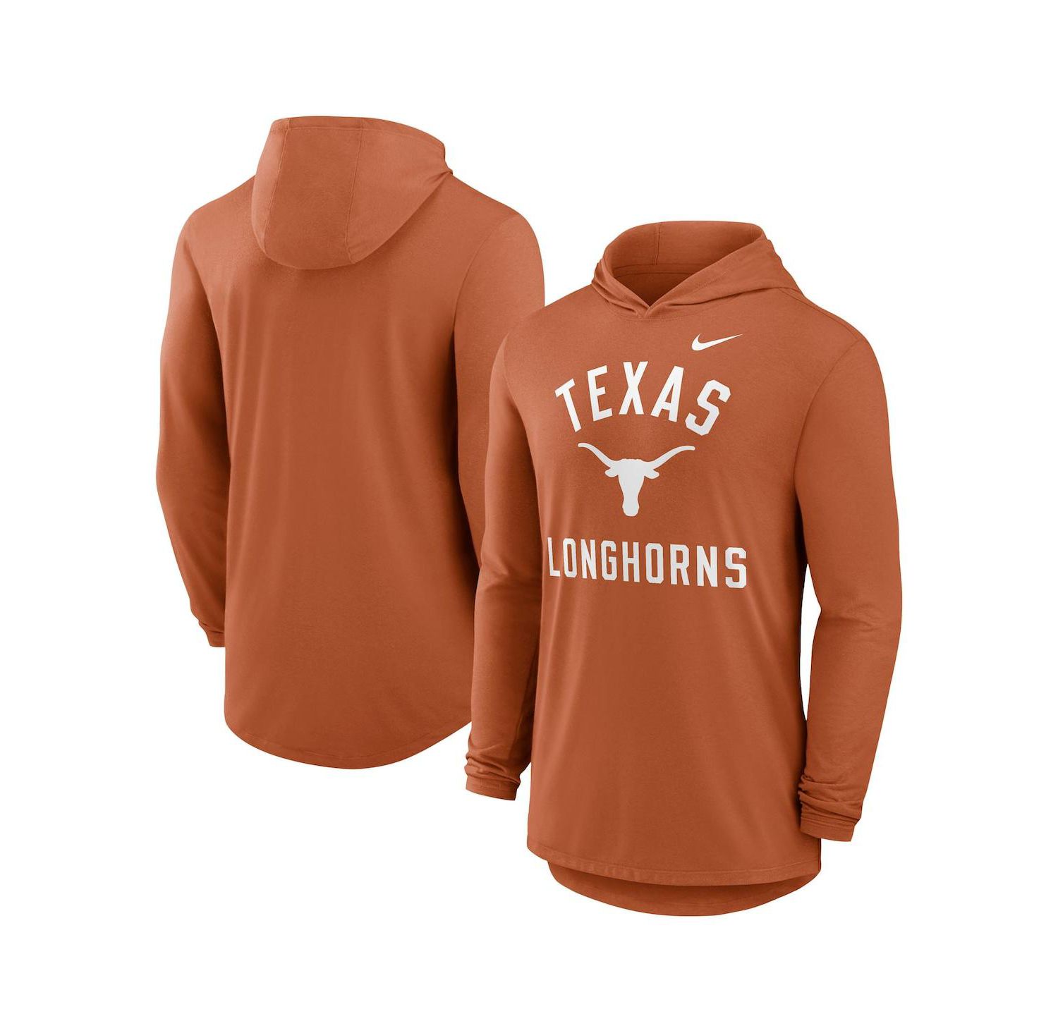 Men's Texas Orange Texas Longhorns Classic Arch Tri-Blend Performance Long Sleeve Hoodie T-Shirt