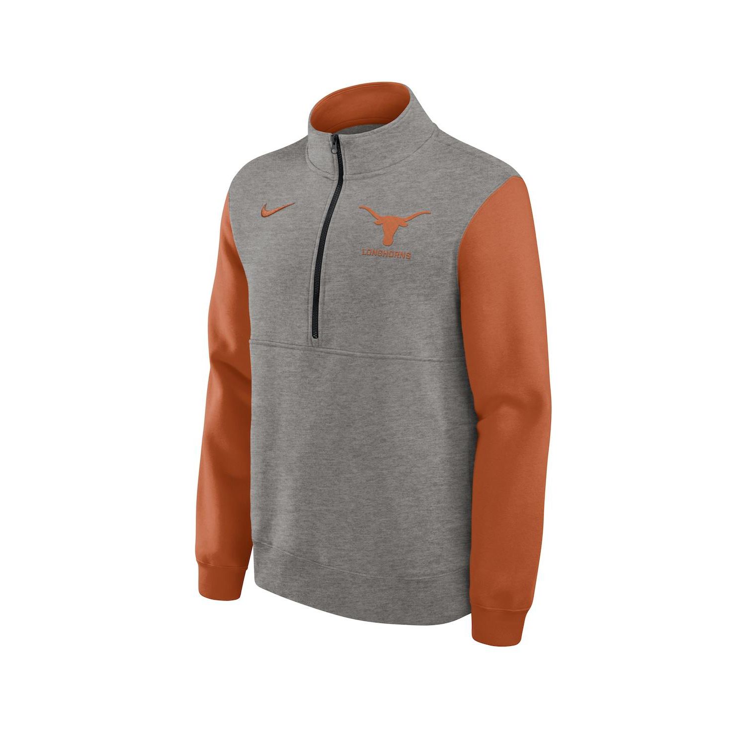 Men's Heather Gray/Texas Orange Texas Longhorns Club Fleece Half-Zip Pullover Sweatshirt