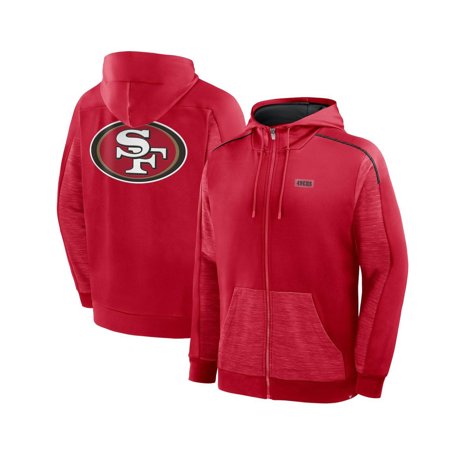 Men's Scarlet San Francisco 49ers Checkdown Pass Full-Zip Hoodie
