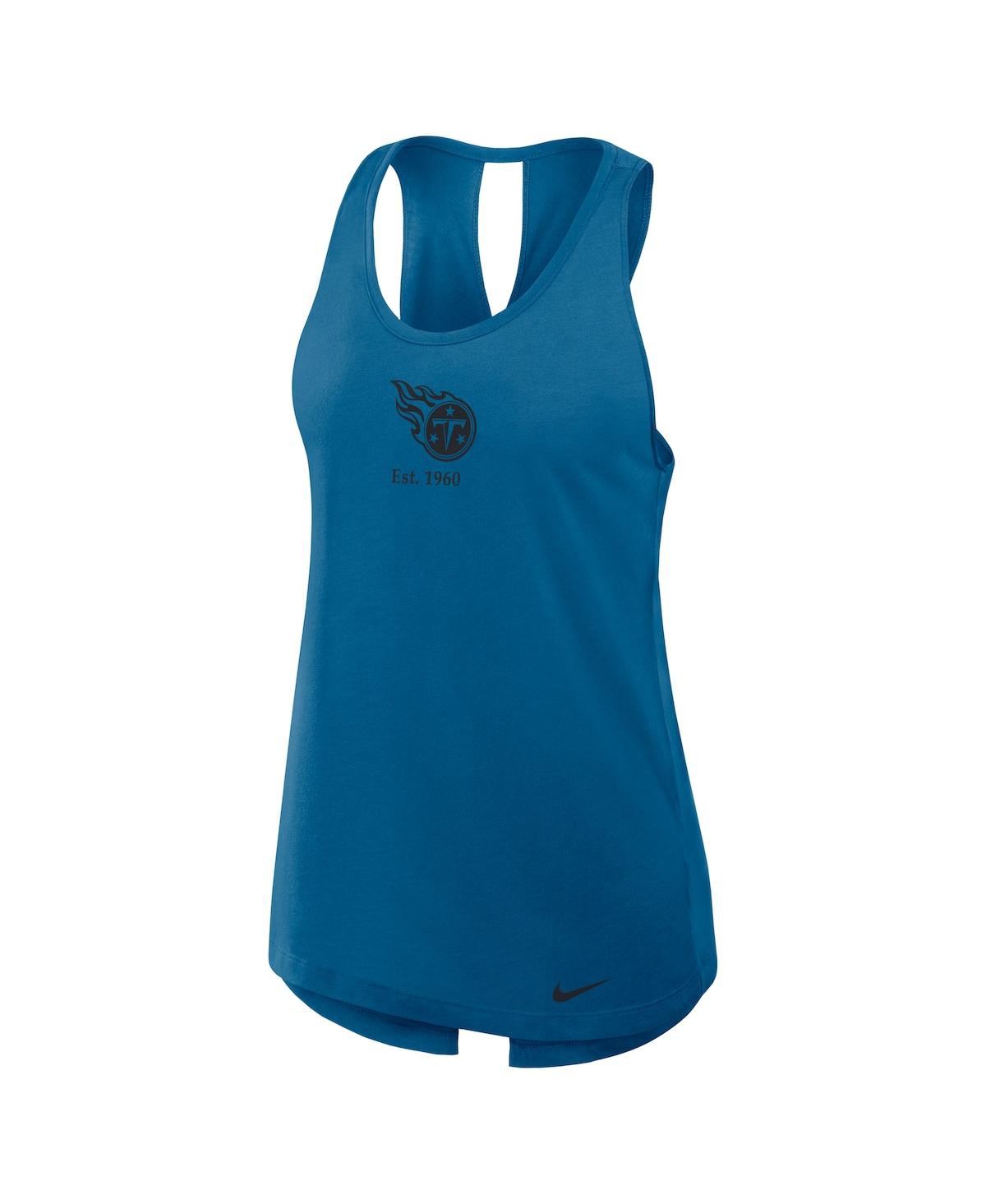 Nike Women's Navy Tennessee Titans Glory Crisscross Performance Tank Top In Blue