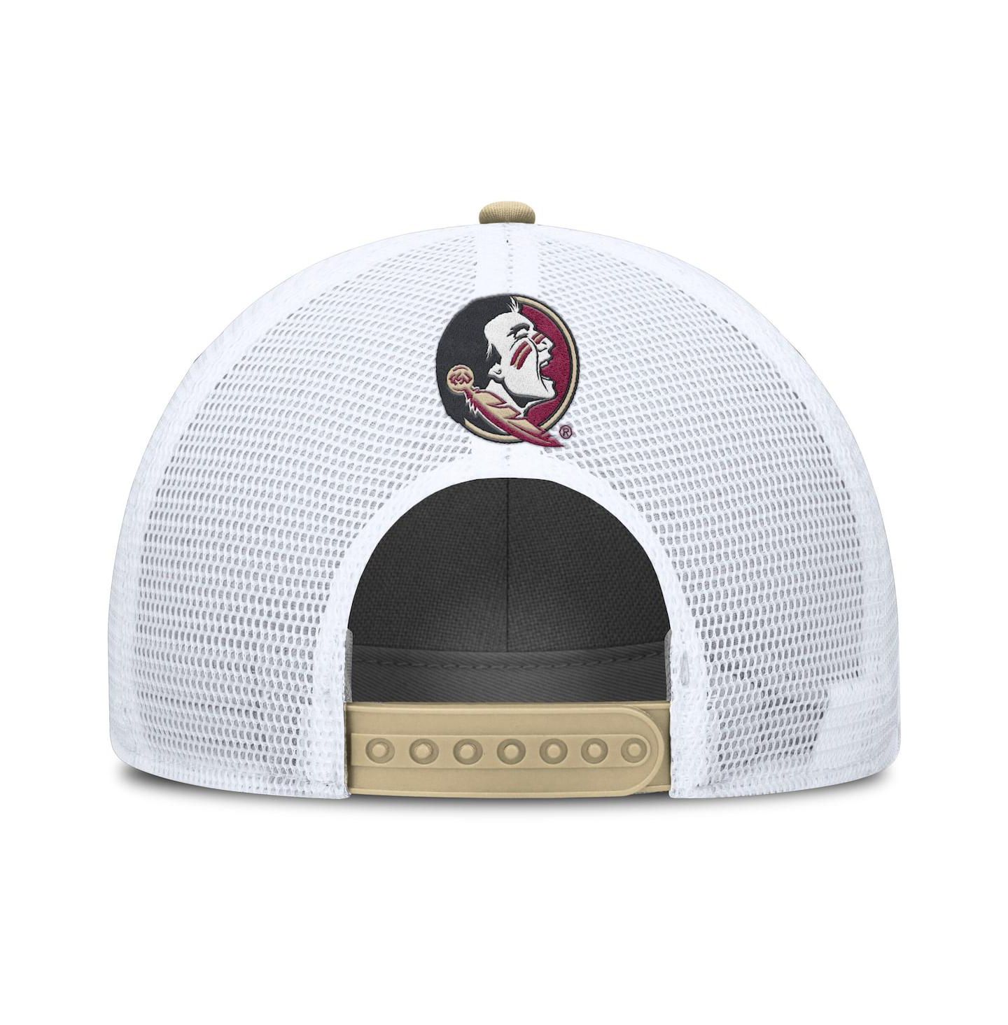 Мужская кепка Nike Gold/White Florida State Seminoles 2025 On-Field Rise Patch Trucker Adjustable Hat — фото 4