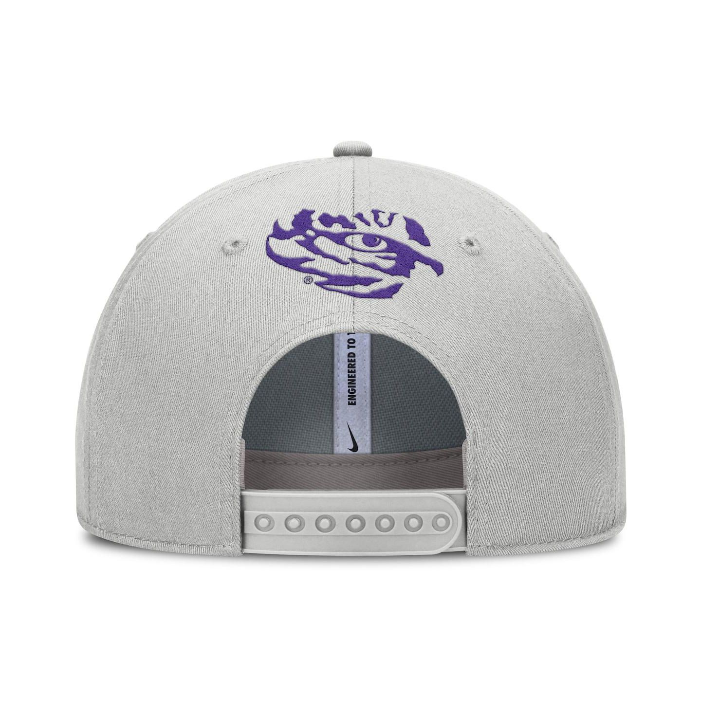 Мужская кепка Nike Gray LSU Tigers 2025 Sideline Dust Pinched Rise Adjustable Hat — фото 4