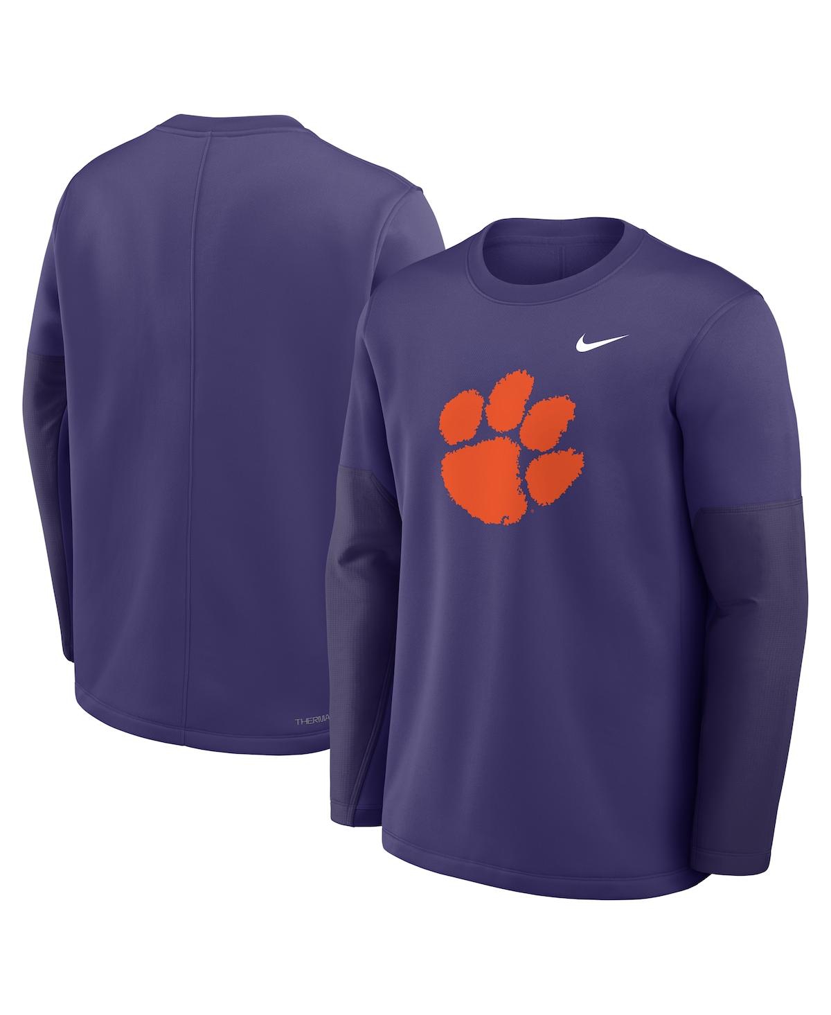 Nike Clemson Sideline Coach  Men's Therma-fit College Long-sleeve T-shirt In Blue