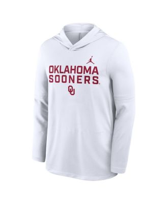 Men's White Oklahoma Sooners 2025 Sideline Performance Long Sleeve Hoodie T-Shirt