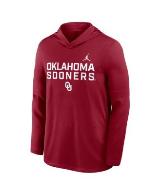 Men's Crimson Oklahoma Sooners 2025 Sideline Performance Long Sleeve Hoodie T-Shirt