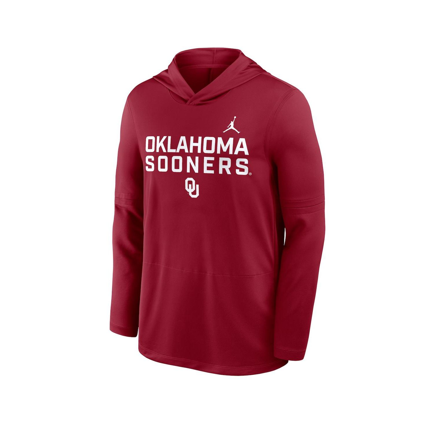 Men's Crimson Oklahoma Sooners 2025 Sideline Performance Long Sleeve Hoodie T-Shirt