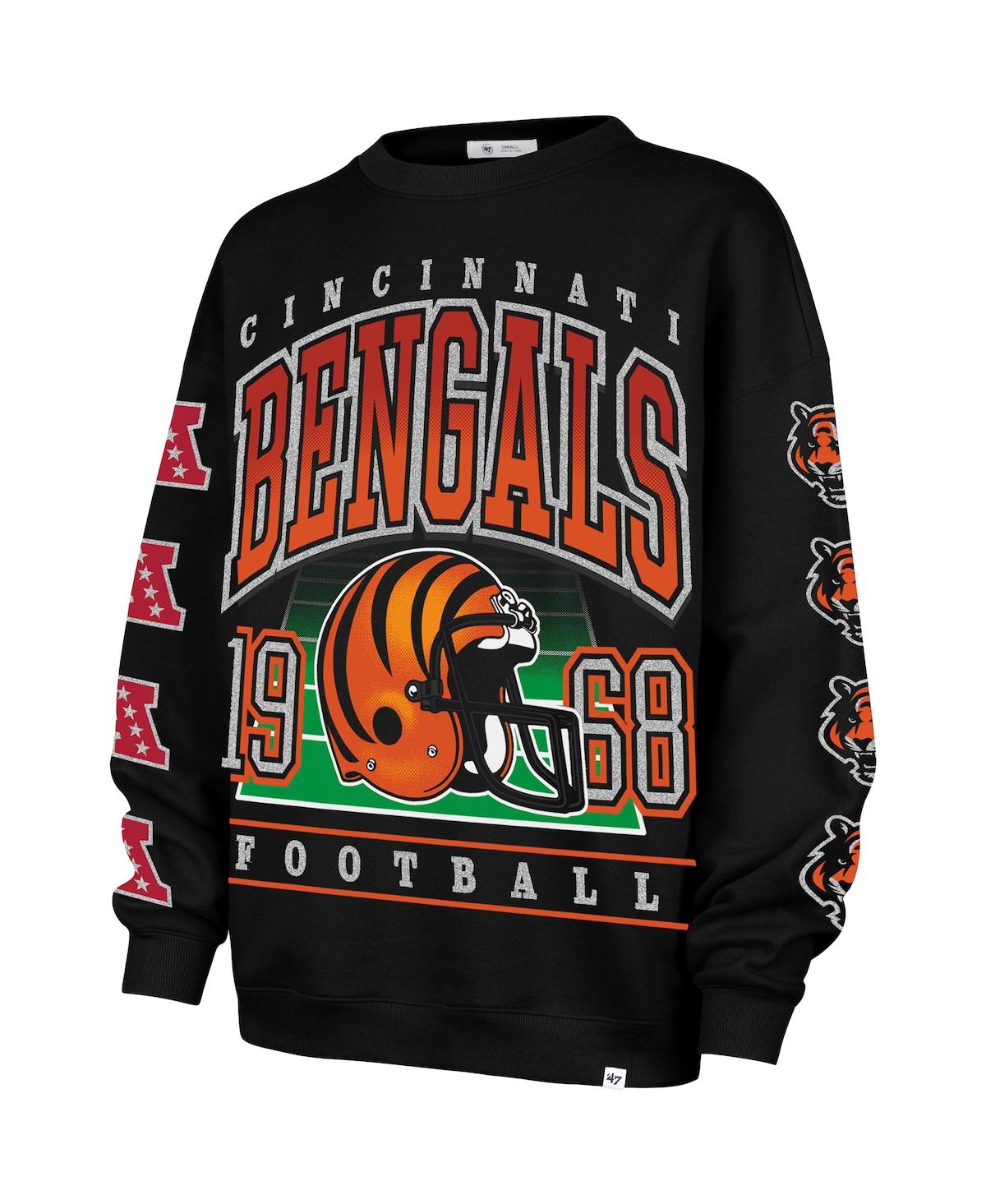 '47 Brand Women's Black Cincinnati Bengals Go Big Oversized Pullover Sweatshirt