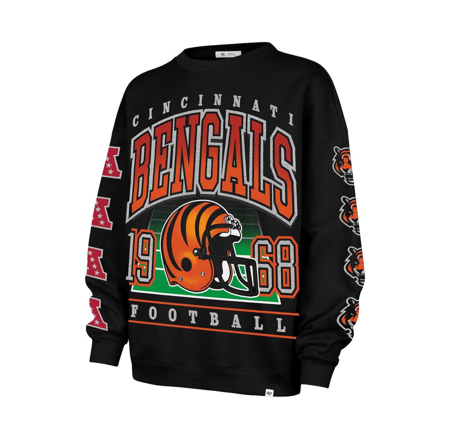 Women's Black Cincinnati Bengals Go Big Oversized Pullover Sweatshirt