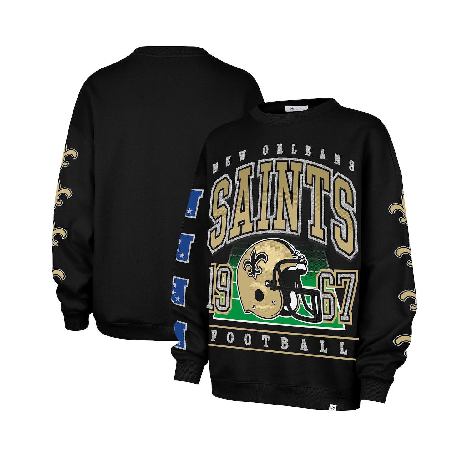 Women's Black New Orleans Saints Go Big Oversized Pullover Sweatshirt