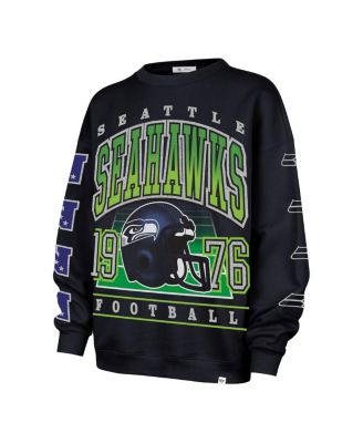 Women's College Navy Seattle Seahawks Go Big Oversized Pullover Sweatshirt