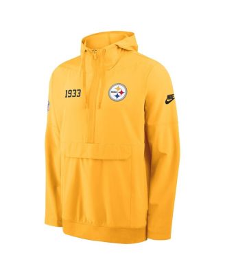Men's Gold Pittsburgh Steelers 1933 Sideline Alt Pack Anorak Half-Zip Hoodie Jacket