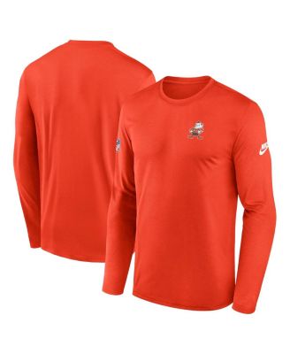 Nike - Men's Orange Cleveland Browns Legend Small Logo Performance Long Sleeve T-Shirt