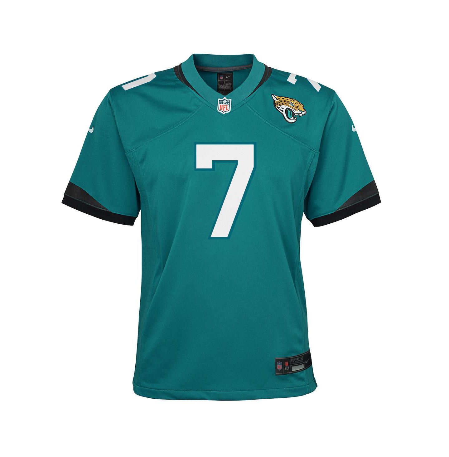 Детское джерси Nike Big Boys and Girls Brian Thomas Jr. Teal Jacksonville Jaguars Team Game Jersey — фото 2