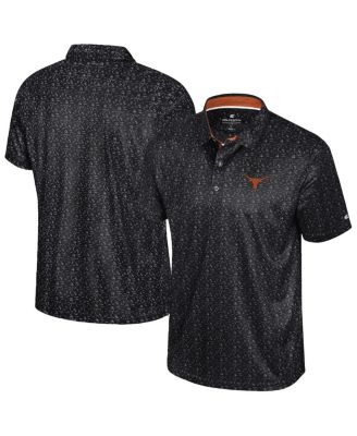 Colosseum - Men's Black Texas Longhorns Football Print Polo Shirt