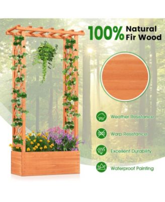 Raised Garden Bed Planter Box w/ Side & Top Trellis