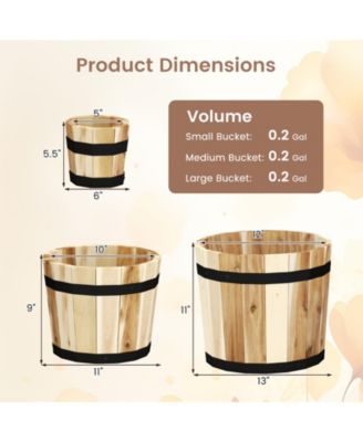 Outdoor Wooden Planter Box Set of 3 w/ Drainage Holes for Flower Herb Shrub