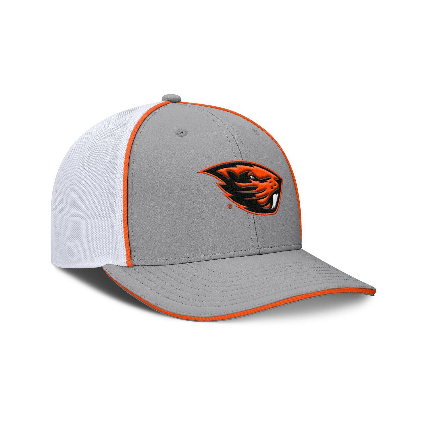 Men's Gray/White Oregon State Beavers Rapid Trucker Adjustable Hat