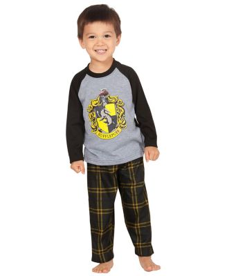 Big Boys Plaid Hogwarts Houses Crest Raglan 2PC Pajama Set - Gryffindor Hufflepuff Slytherin Ravenclaw