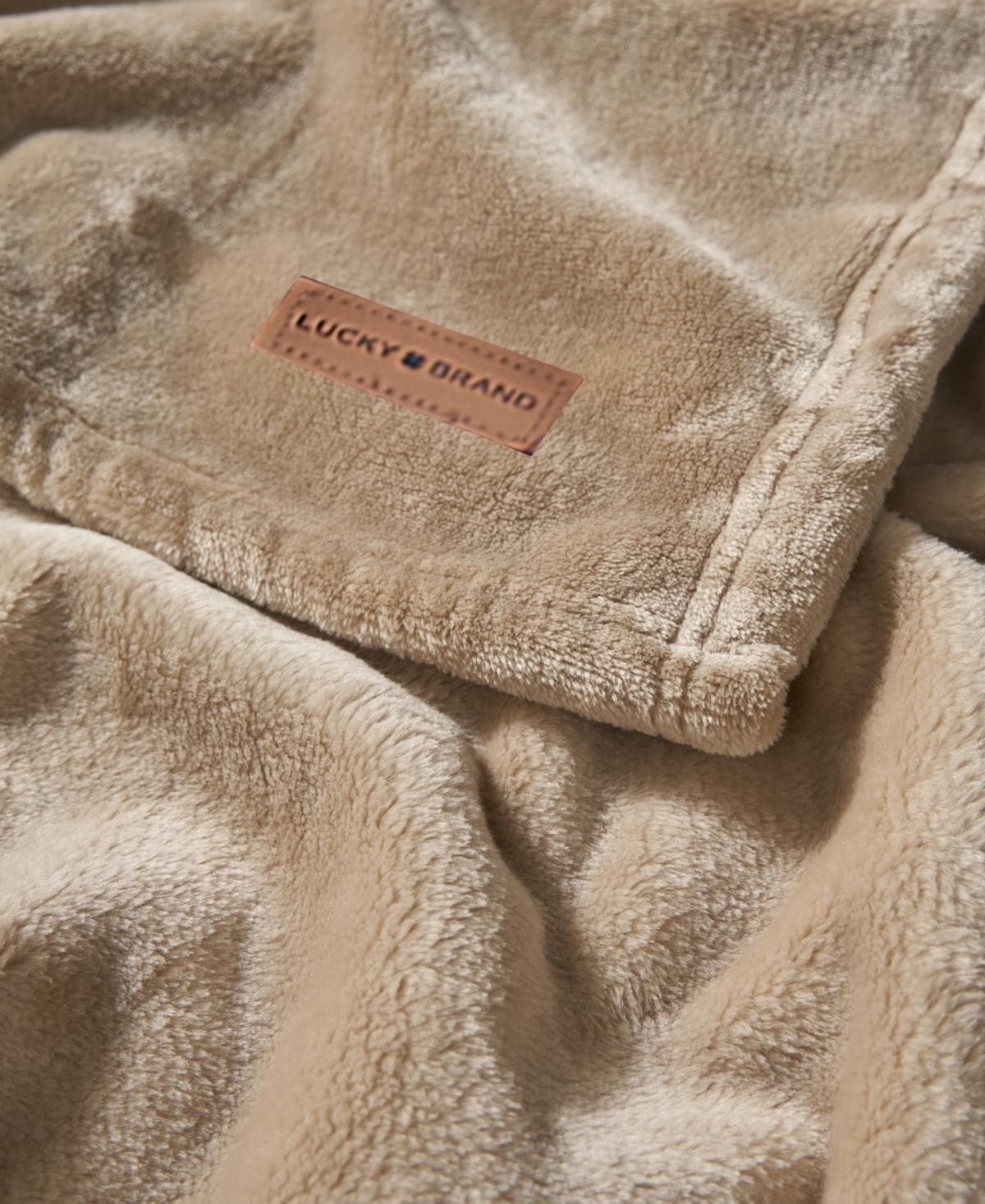 Lucky Brand Solid Plush Throw, 50" X 70" In Brown