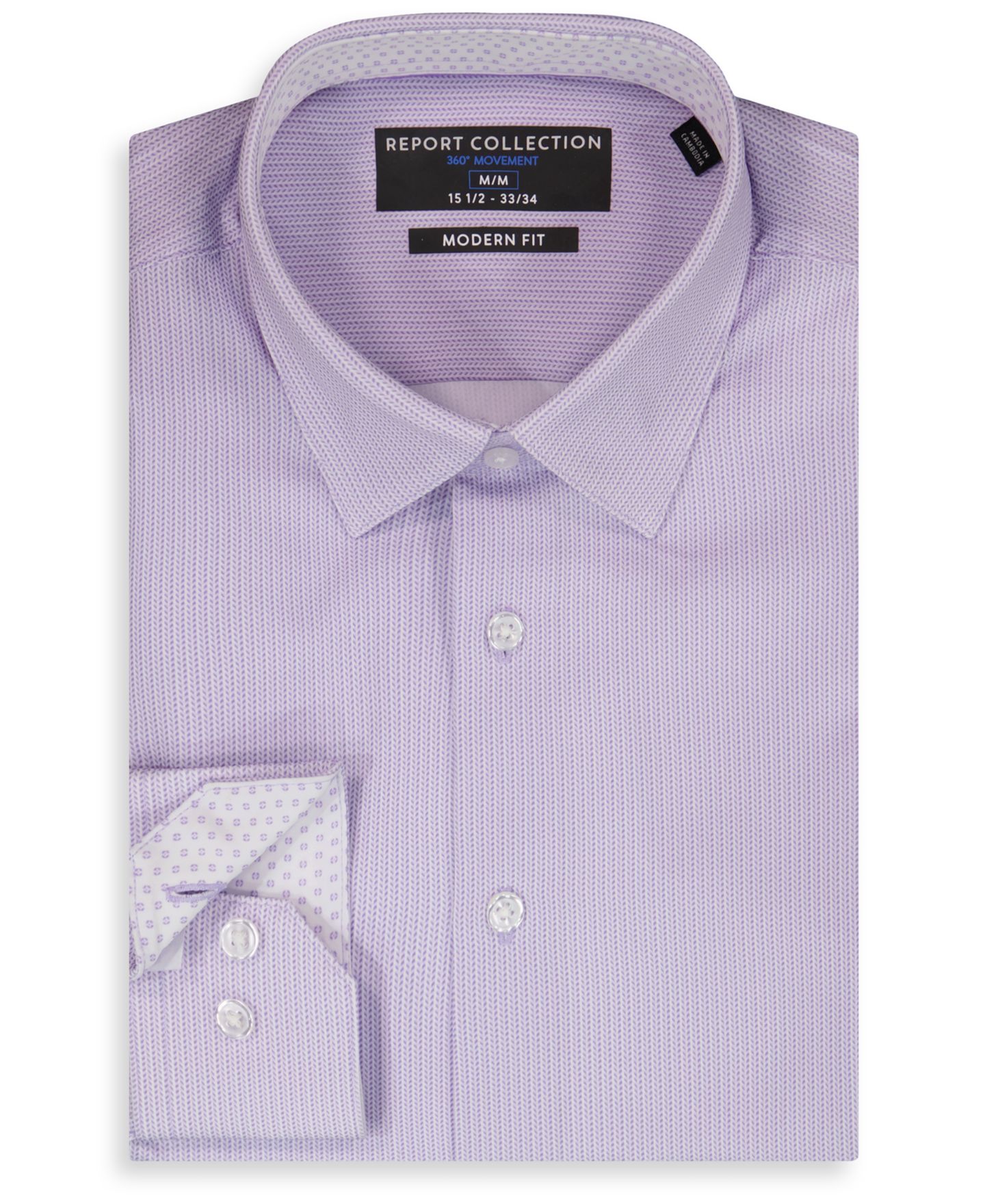 Мужская рубашка Report Collection 4-Way Geo Print Dress Shirt, цвет: Лавандовый — фото 4