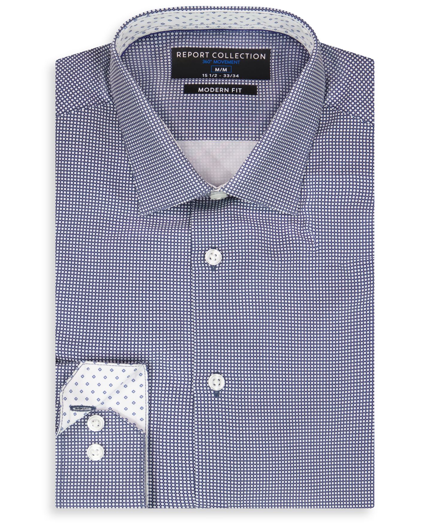 Мужская рубашка Report Collection Long Sleeve 4-Way Bubble Print Dress Shirt, цвет: Синий / Белый — фото 4