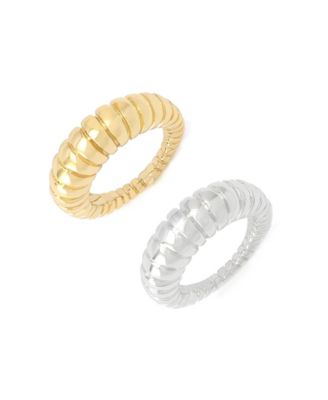 Two-Tone Rubbed Tube Band Ring Set