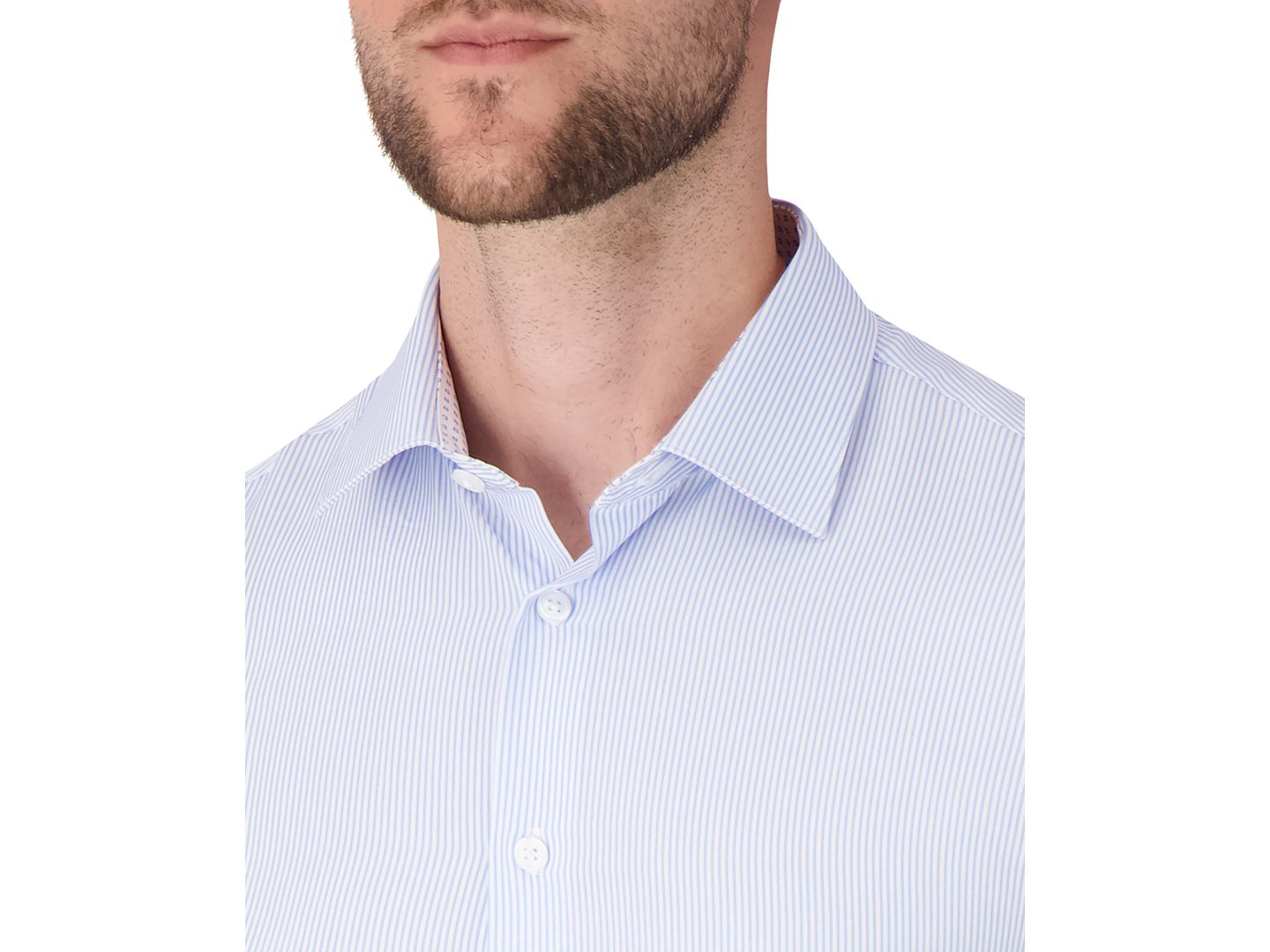 Мужская рубашка Report Collection Long Sleeve 4-Way Stripe Dress Shirt, цвет: Светлый синий — фото 3