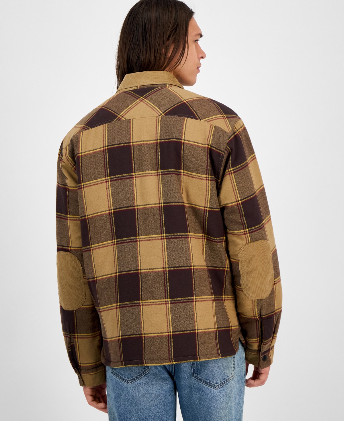 Sun + Stone Men's Brees Long Sleeve Snap-Front Plaid Shirt Jacket, Macy's Exclusive