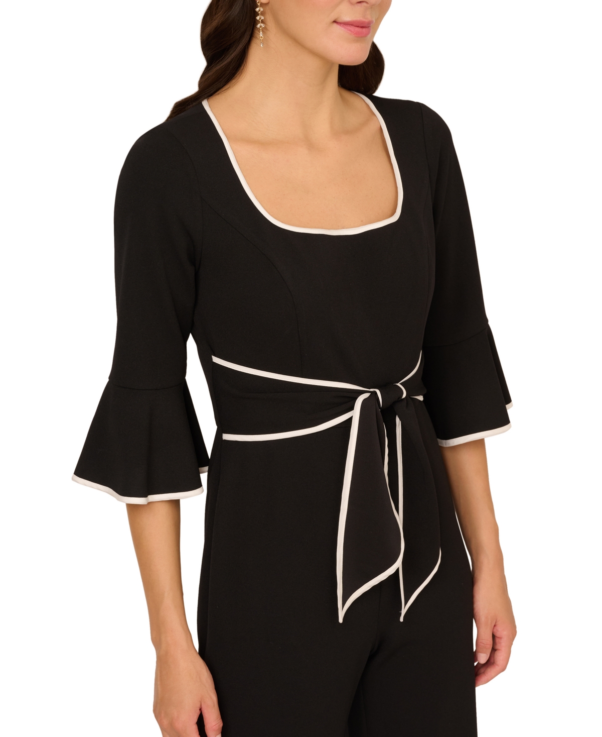 Adrianna Papell Women's Tie Waist Jumpsuit In Black
