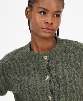 Women's Flecked Cable-Knit Cropped Cardigan, Macy's Exclusive