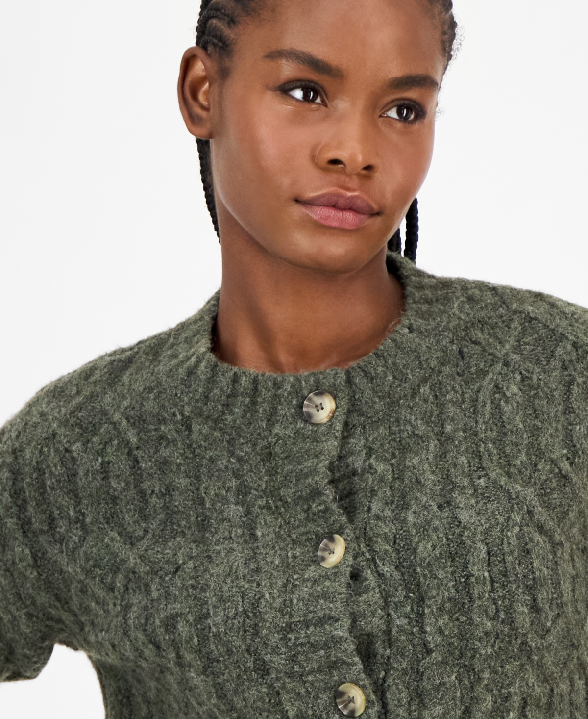 And Now This Women's Flecked Cable-knit Cropped Cardigan, Macy's Exclusive In Gray