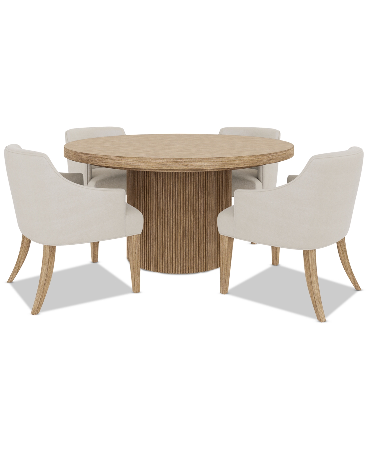 Macy's Frandlyn 6pc Dining Set (round Dining Table + 5 Host Chairs) In Brown