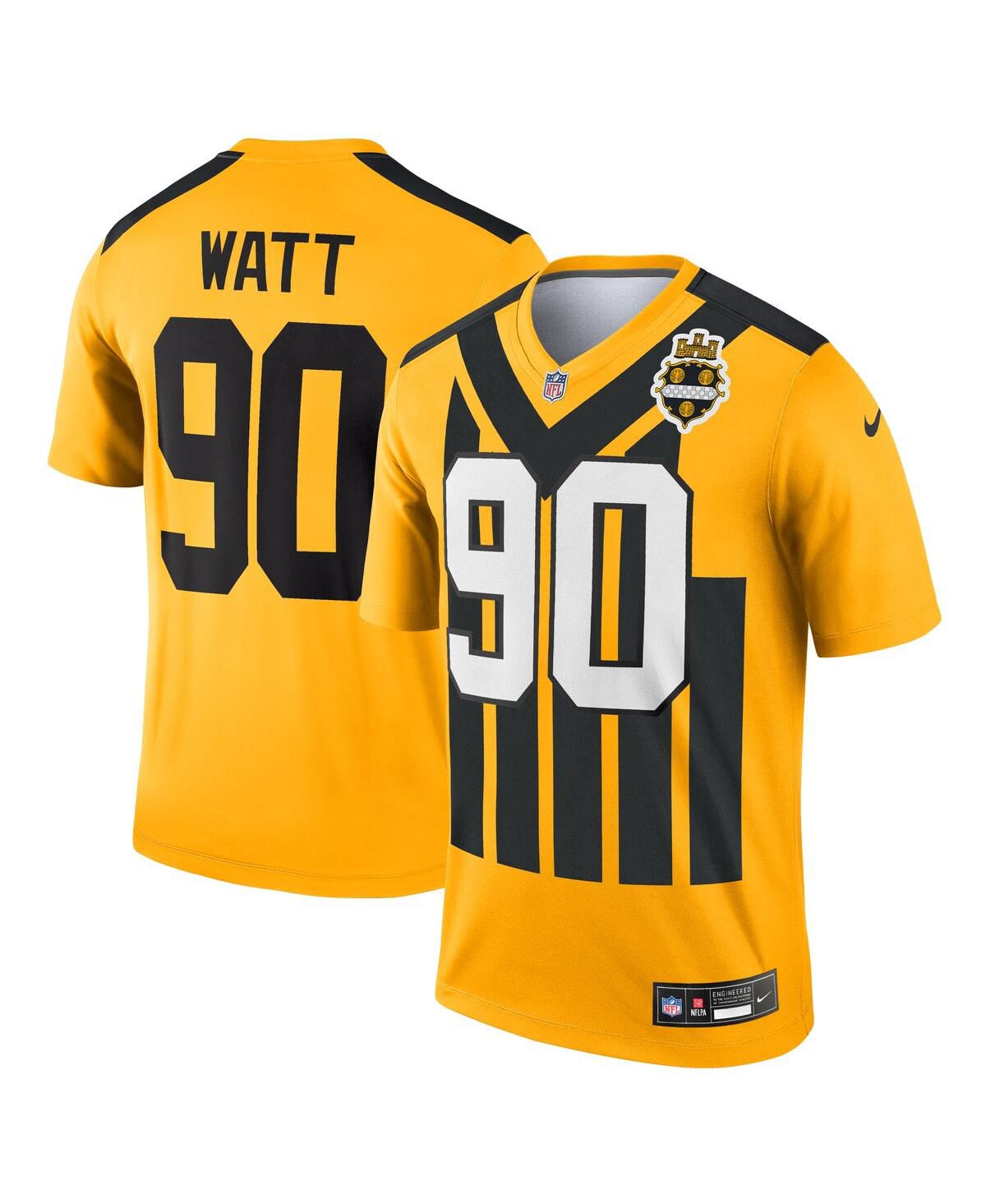 Мужская футболка T.J. Watt Gold Pittsburgh Steelers Alternate 1933 года выпуска с изображением легендарного игрока